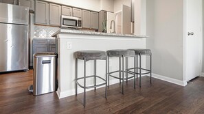 Fridge, dining tables