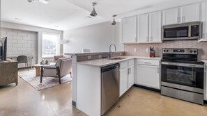 Fridge, dining tables