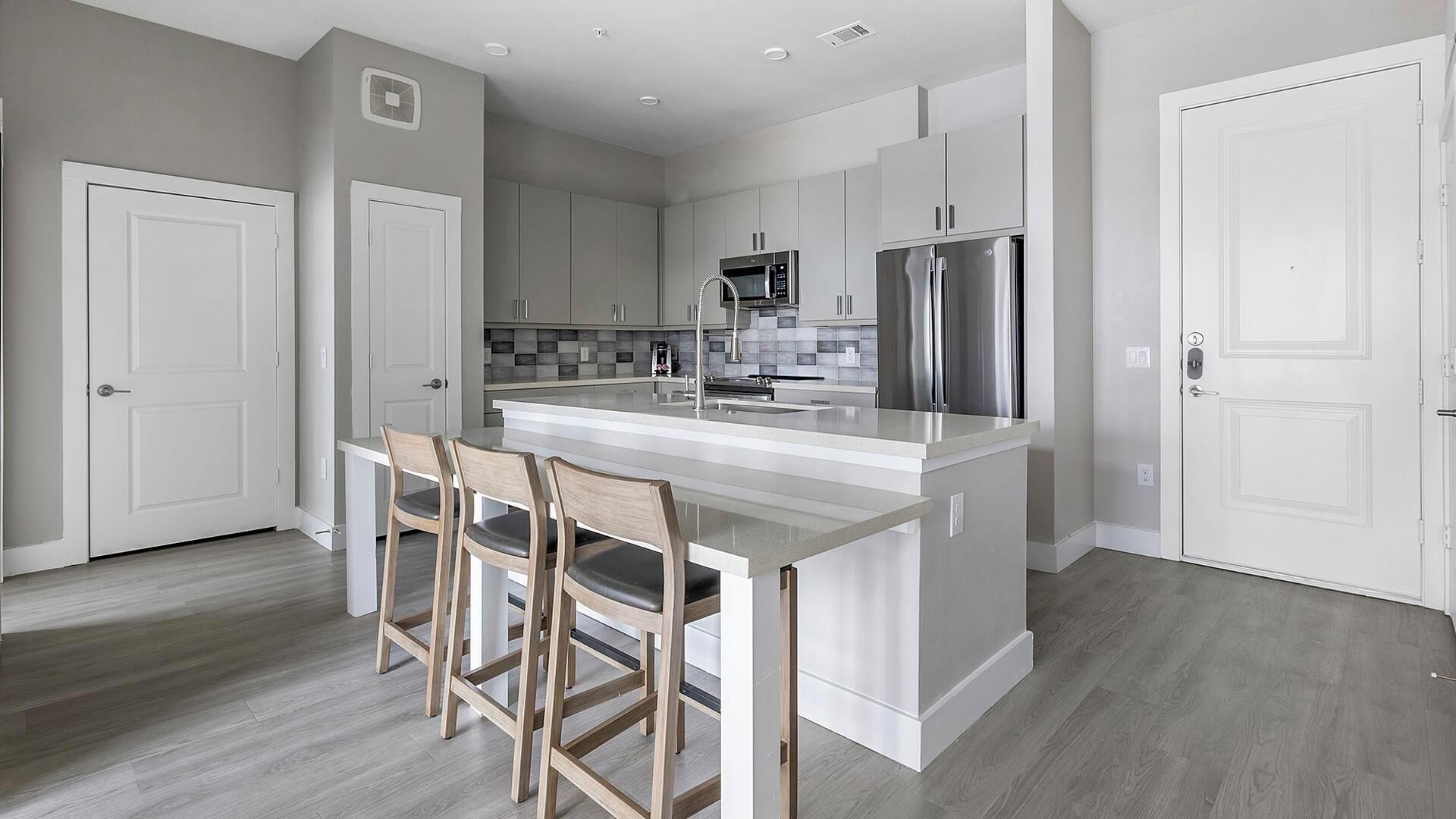 Fridge, dining tables