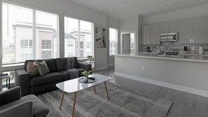 Fridge, dining tables