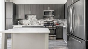 Fridge, dining tables