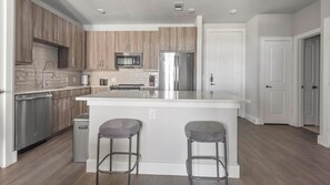 Fridge, dining tables