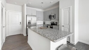 Fridge, dining tables