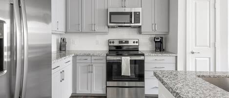 Fridge, dining tables