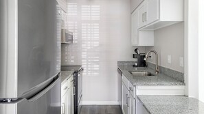 Fridge, dining tables