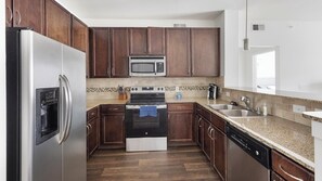 Fridge, dining tables