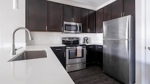 Fridge, dining tables