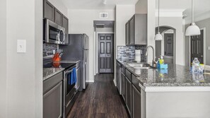 Fridge, dining tables