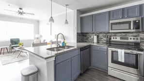 Fridge, dining tables