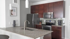 Fridge, dining tables
