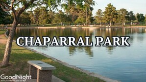 Chaparral Park with a calm lake, benches, and trees. - Sunrise Vista-walk to Downtown Old Town & Bars! (Scottsdale)