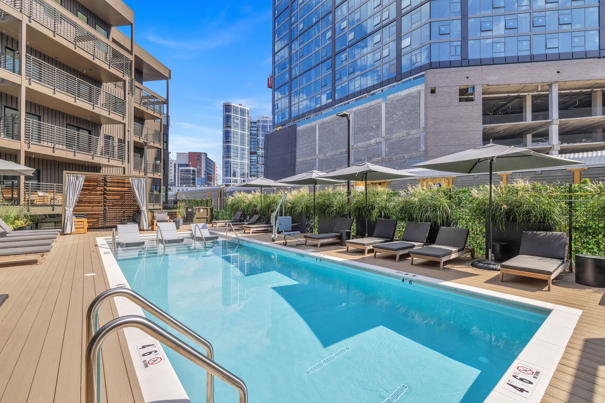 Seasonal outdoor pool, open 10:00 AM to 10:00 PM, free cabanas