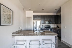 Fridge, dining tables