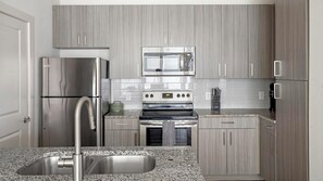 Fridge, dining tables