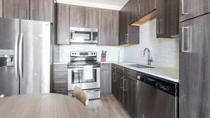 Fridge, dining tables