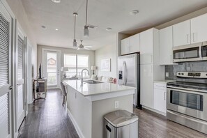 Fridge, dining tables