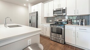 Fridge, dining tables
