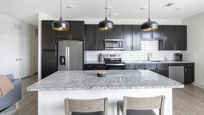 Fridge, dining tables