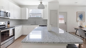 Fridge, dining tables