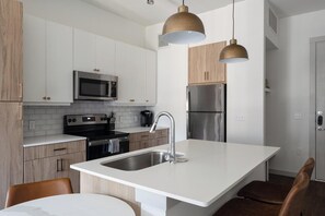 Fridge, dining tables