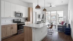 Fridge, dining tables