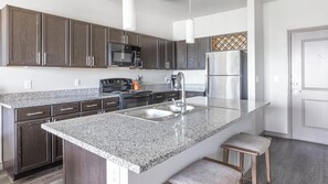 Fridge, dining tables