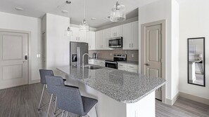 Fridge, dining tables