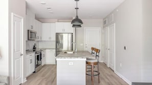Fridge, dining tables