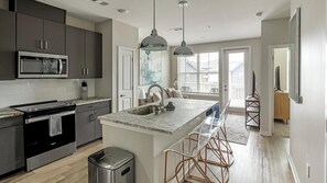 Fridge, dining tables