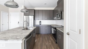 Fridge, dining tables