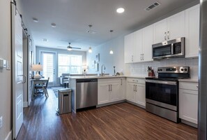 Fridge, dining tables