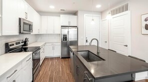 Fridge, dining tables