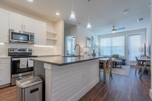 Fridge, dining tables