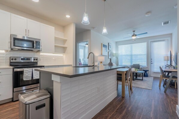 Fridge, dining tables