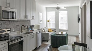 Fridge, dining tables