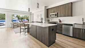 Fridge, dining tables