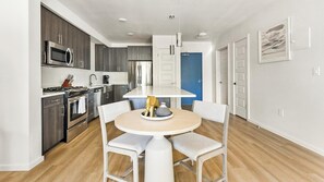 Fridge, dining tables