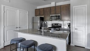 Fridge, dining tables