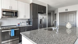 Fridge, dining tables