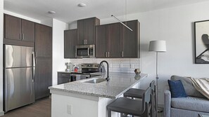 Fridge, dining tables