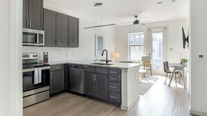 Fridge, dining tables