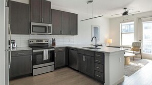 Fridge, dining tables