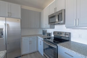 Fridge, dining tables