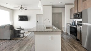 Fridge, dining tables
