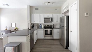 Fridge, dining tables