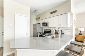 Fridge, dining tables