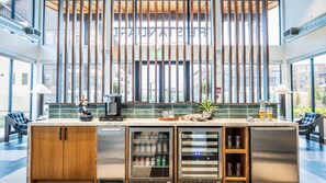 Fridge, dining tables