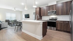 Fridge, dining tables