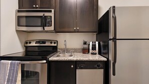 Fridge, dining tables