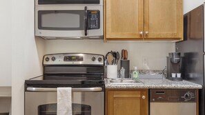 Fridge, dining tables